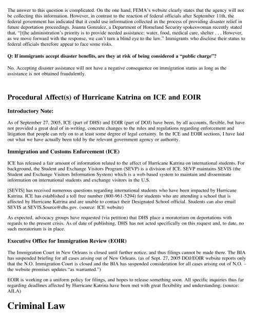 Hurricane Katrina: Legal Issues - Columbus School of Law