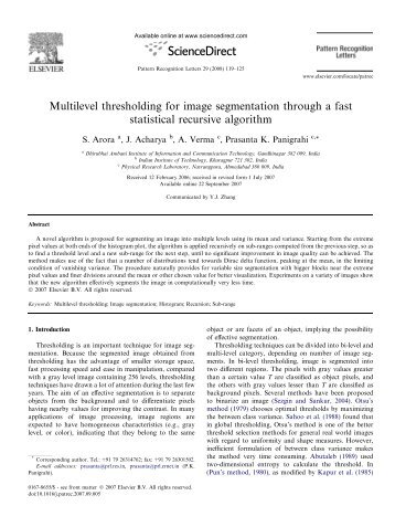 Multilevel thresholding for image segmentation through a fast ...