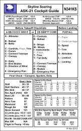 Cockpit Cards - Skyline Soaring Club