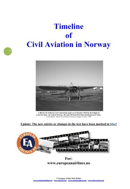 Timeline aviation Norway - European Airlines