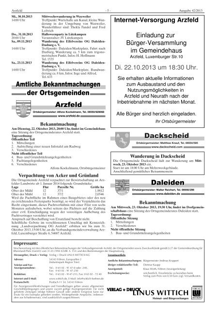 Ausgabe 42 - Verbandsgemeinde Arzfeld