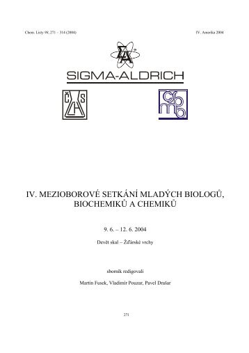 iv. mezioborovÃ© setkÃªnÃ¨ mladÃ°ch biologÅ¯ ... - ChemickÃ© listy