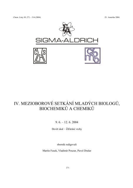 iv. mezioborovÃ© setkÃªnÃ¨ mladÃ°ch biologÅ¯ ... - ChemickÃ© listy