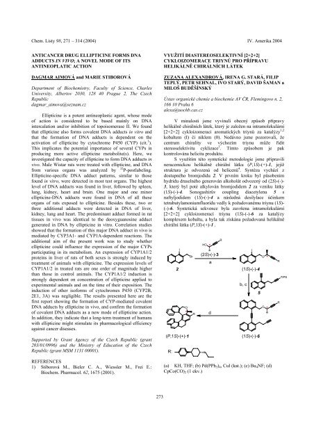 iv. mezioborovÃ© setkÃªnÃ¨ mladÃ°ch biologÅ¯ ... - ChemickÃ© listy