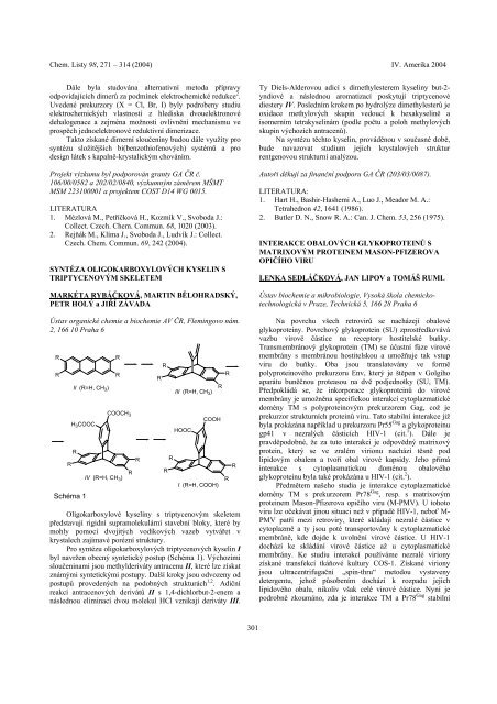 iv. mezioborovÃ© setkÃªnÃ¨ mladÃ°ch biologÅ¯ ... - ChemickÃ© listy