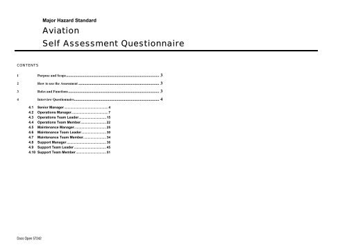 Self Assessment Questionnaire Aviation Major Hazard ... - MIRMgate