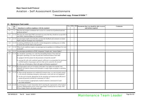 Self Assessment Questionnaire Aviation Major Hazard ... - MIRMgate