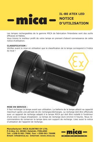 NOTICE D'UTILISATION - Mica Elektro OY Ltd