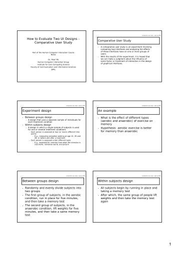 How to Evaluate Two UI Designs - Comparative User ... - HCI - EPFL