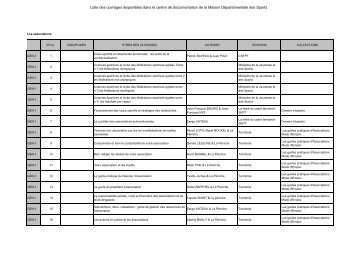 Liste des ouvrages disponibles dans le centre de documentation de ...