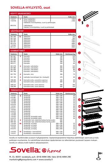 SOVELLA-HYLLYSTÃ, osat - Rakentaja.fi
