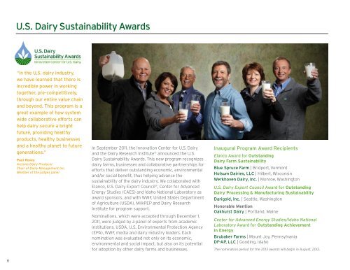 2011 U.S. Dairy Sustainability Report - Innovation Center for US Dairy