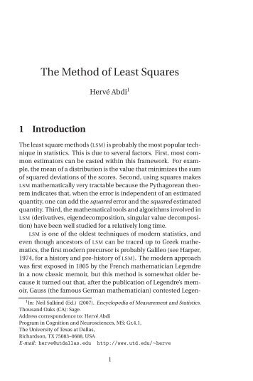 The Method of Least Squares - The University of Texas at Dallas