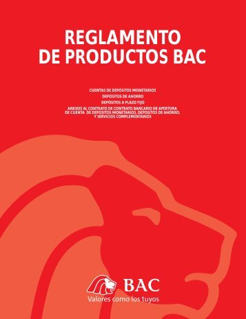 REGLAMENTO DE PRODUCTOS BAC - Credomatic