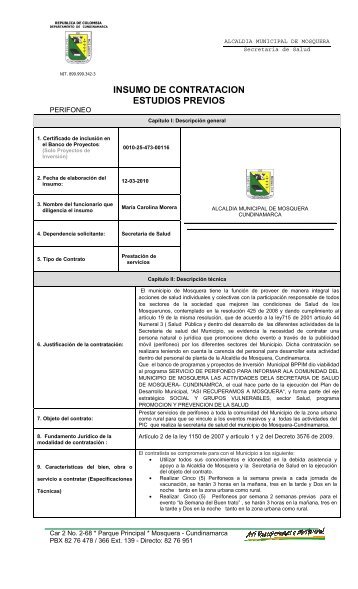 INSUMO DE CONTRATACION perifoneo - Mosquera