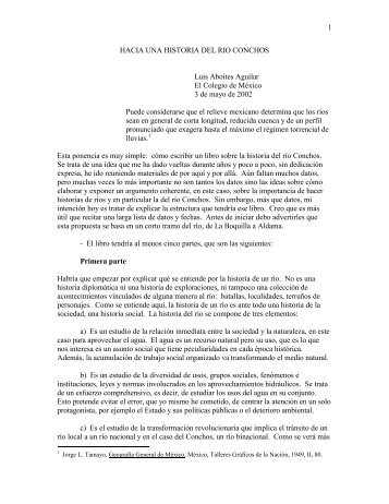 hacia una historia del rio conchos - El Colegio de Chihuahua