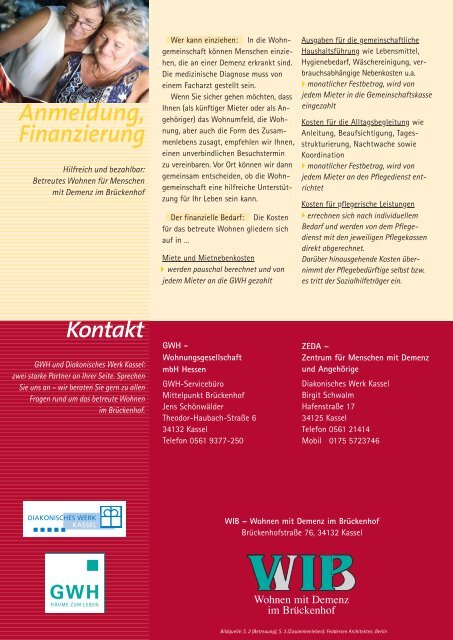 Prospekt Wohngemeinschaft WIB | 682 kB - Diakoniestationen Kassel