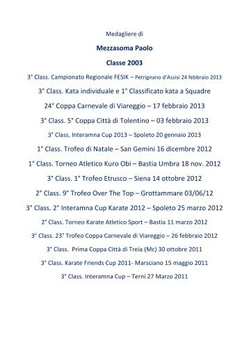 Mezzasoma Paolo Classe 2003 3Â° Class. Kata individuale e 1 ...