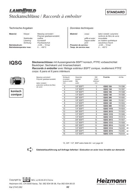 catalogue Ã  tÃ©lÃ©charger PDF 5.20 MB - Heizmann AG