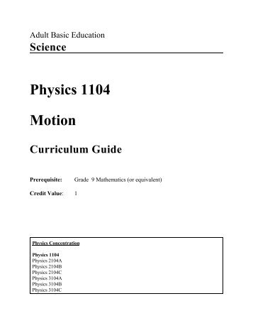 Physics 1104 Curriculum Guide 2005-06 - Department of Advanced ...