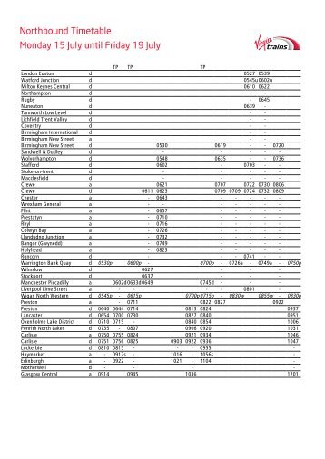 Timetable - Virgin Trains