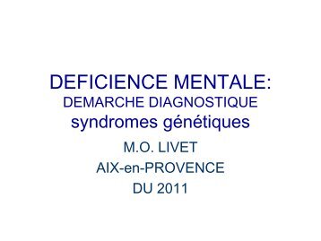 DEFICIENCE MENTALE: DEMARCHE DIAGNOSTIQUE - Resodys