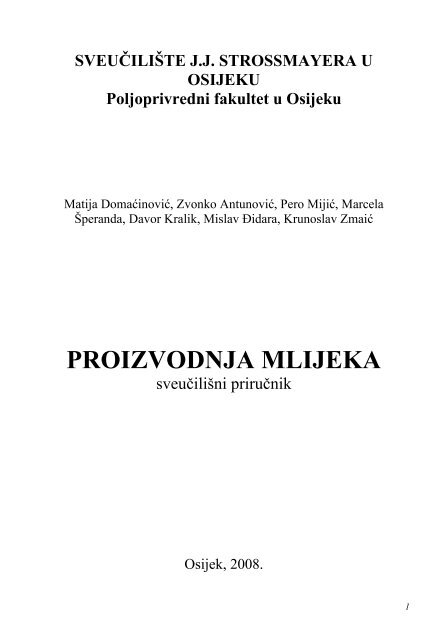 Proizvodnja mlijeka (pdf 1.5 Mb) - OsjeÄko baranjska Å¾upanija