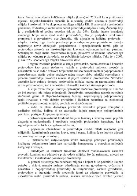 Proizvodnja mlijeka (pdf 1.5 Mb) - OsjeÄko baranjska Å¾upanija