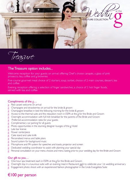 exclusive wedding packages - The G Hotel