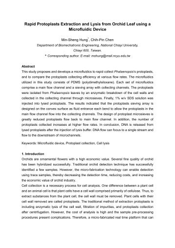 Rapid Protoplasts Extraction and Lysis from Orchid Leaf using a ...