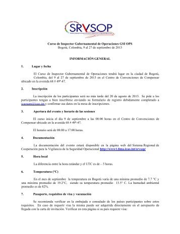 Curso de Inspector Gubernamental de Operaciones GSI OPS ... - ICAO