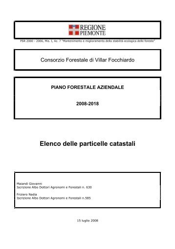 Elenco delle particelle catastali - Comune di Villar Focchiardo