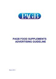 PAGB FOOD SUPPLEMENTS ADVERTISING GUIDELINE