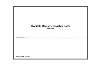 PS Form 3854, Maniforl Registry Dispatch Book - NALC Branch 78