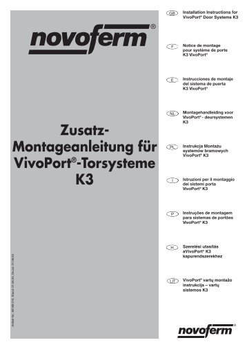 Zusatz- Montageanleitung fÃƒÂ¼r VivoPortÃ‚Â®-Torsysteme K3 - Novoferm