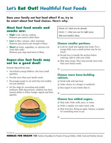 Let's Eat Out! Healthful Fast Foods - Kids a Cookin