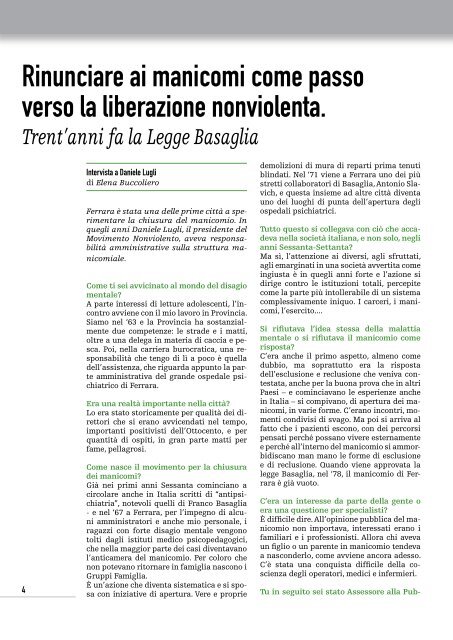 Rinunciare ai manicomi come passo verso la liberazione nonviolenta