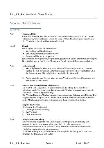 Statuten (pdf 98 KB) - Chasa Flurina