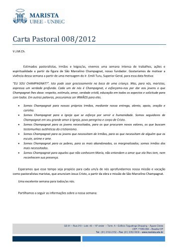 Carta Pastoral 008/2012