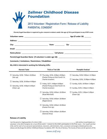 Student Volunteer Sign-Up Form - Zellmer Childhood Disease ...