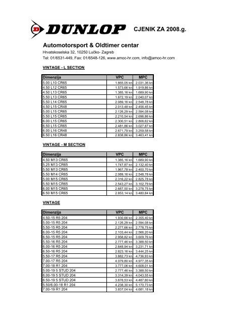 dunlop racing cjenik.pdf - Amoc