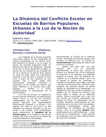 La DinÃ¡mica del Conflicto Escolar en Escuelas de Barrios ... - IDES