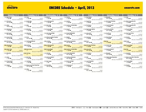 ENCORE Schedule - April, 2013 - Starz