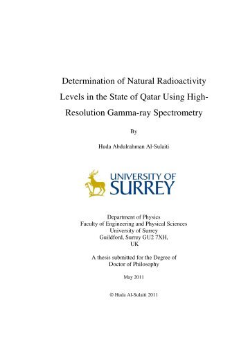 Determination of Natural Radioactivity Levels in the State of Qatar ...