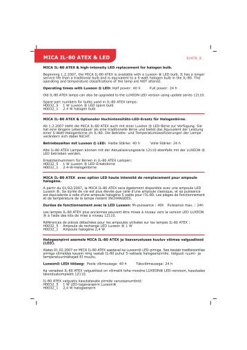 MICA IL-80 ATEX & LED - Mica Elektro OY Ltd