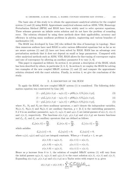 THE SOLUTION OF COUPLED MODIFIED KDV SYSTEM BY THE ...