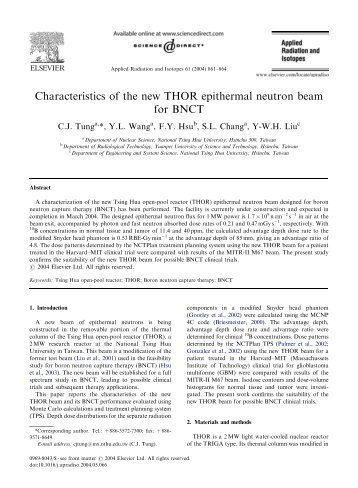 Characteristics of the new THOR epithermal neutron beam for BNCT
