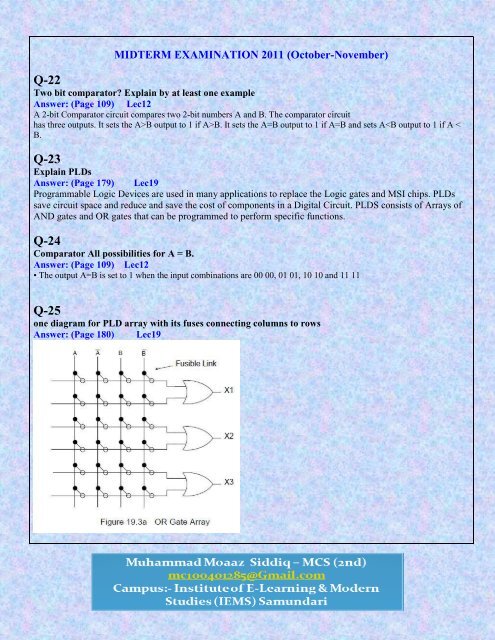 CS302 - Digital Logic Design Midterm Solved Subjective ... - vuZs