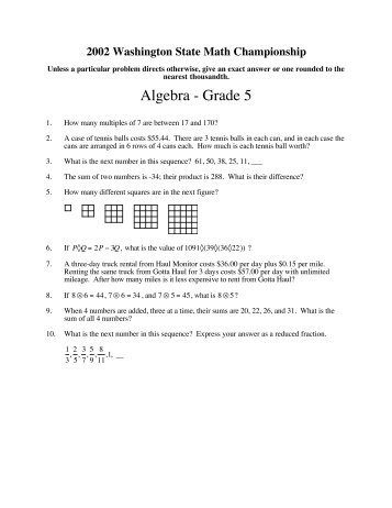 Algebra - Grade 5