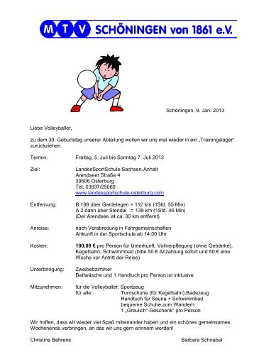 Informationen zum Trainingslager in der Landessportschule ...